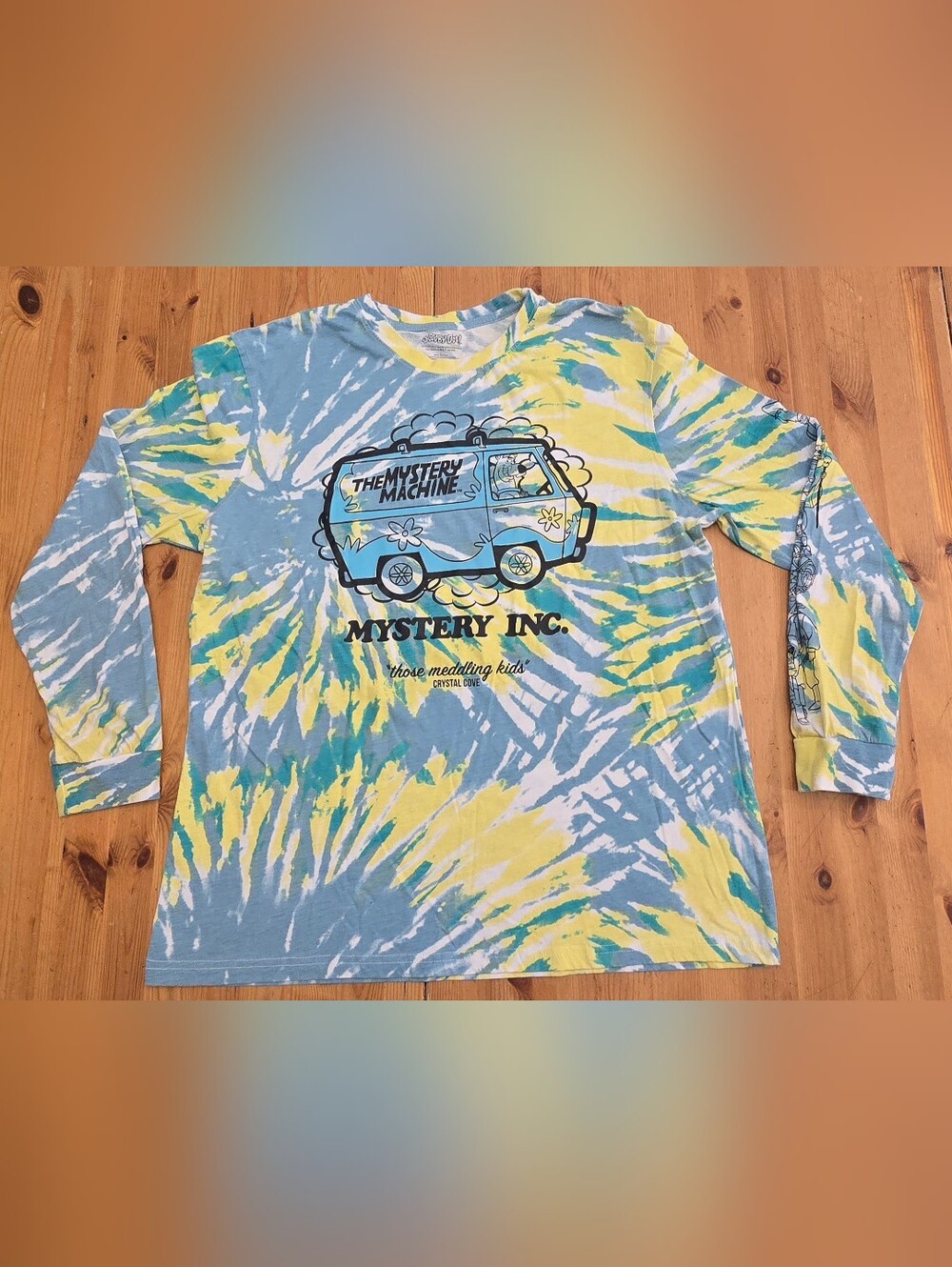 Scooby-Doo Mystery Machine Long Sleeve Tie-Dye Graphic Tshirt, Men's Large